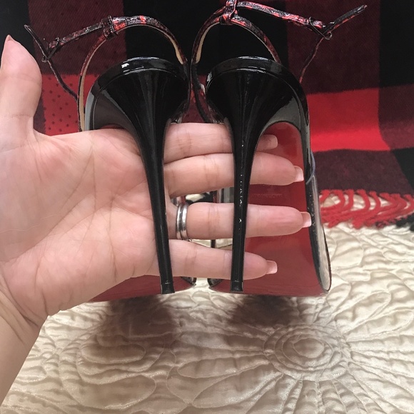 Christian Louboutin Red Black heels 38 Optichoc Perfect With Bag - Picture 4 of 8